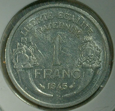 VENTA MUNDIAL DE MONEDAS--1945 FRANCIA 1 FRANCO--MONEDA COMPOSICIÓN ALUMINIO KM# 885a Foto 1 de 3