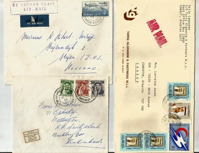 Kuwait 5 cubiertas 1959-68 incluyendo 'POR CORREO AÉREO DE SEGUNDA CLASE', enviado a Bélgica, H Foto 1 de 4
