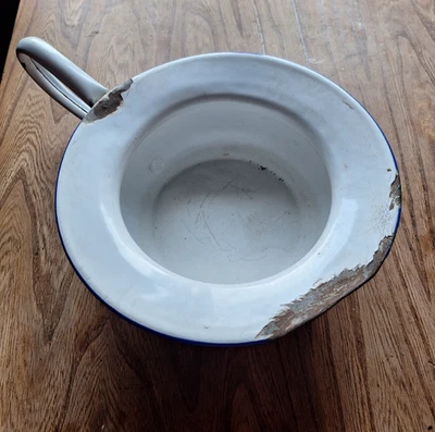 Alter Nachttopf Emaille Topf mit Deckel Amberger Emailgeschirr Deko Vintage - Bild 1 von 2