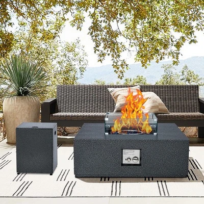36" Outdoor Gas Fire Pit Table Patio Propane Firepit w/ Rain Cover 50,000 BTU - Image 1 of 4