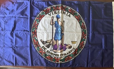 5’3x3ft Virgina State Flag Nylon with Pole Sleeve And Fringe, Sewn Medallion - Image 1 of 4