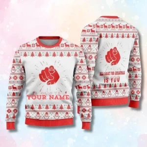 Personalized Ugly Christmas Sweater – Custom Name All I Want For Christmas - Picture 1 of 4