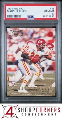 1994 PACIFIC #46 MARCUS ALLEN CHIEFS HOF POP 2 PSA 10 - Image 1 of 2