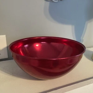 Apple Red Metal MIXING BOWL Farmhouse Retro OLD Vintage 10x4.5" RARE HTF - Picture 1 of 7