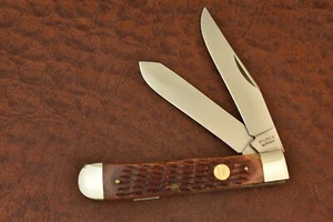 PUMA SOLINGEN GERMANY JIGGED BROWN BONE FULL SIZE TRAPPER KNIFE (17773) - Picture 1 of 5