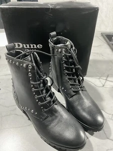 Dune Pronto XX Black Leather Studded Biker Zip Up Chelsea Boots UK 8 RRP £150 - Picture 1 of 4