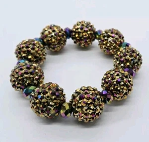 Kirks Folly Feuer Kugel Armband Stretch Kristall Statement Bernstein Braun AB - Bild 1 von 6