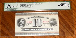 Denmark 10 Kroner 1972 Pick-44ac GEM UNC LEGACY 65 PPQ Danish Banknote Note - Picture 1 of 4