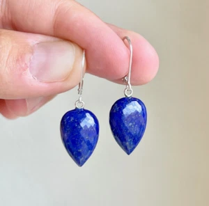 925 Sterling Silver Natural Amethyst Gemstone Teardrop Earrings February Stone - Picture 1 of 4