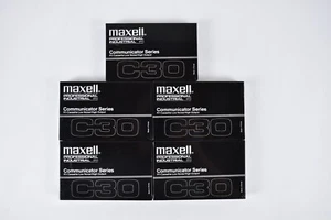 New 5 Maxell C30 Cassette Tape Professional Communicator Series P/I Low Noise - Picture 1 of 3