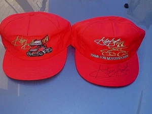 TWO UNUSED VINTAGE STEVIE SMITH #77 SPRINT CAR HATS CAPS ONE IS AUTOGRAPHED - Picture 1 of 6