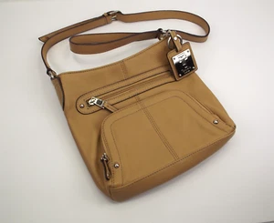 TIGNANELLO Organizer Schultertasche Camel Pebbled Leder Handtasche Schlüsselanhänger - Bild 1 von 9