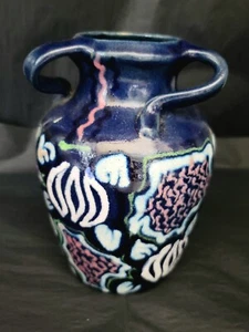 Vintage Carl Gebauer Studio Pottery Germany Vase 8"h 3 Twisted Handles Gouda Art - Picture 1 of 10