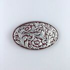 Red Enamel Cowboy Cowgirl Flower Oval Western Belt Buckle Boucle De Ceinture