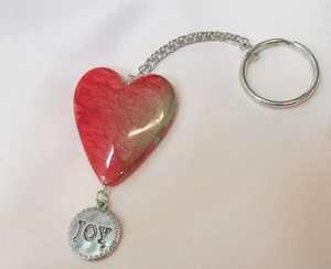 Red "LOVE" HEART & Tag Choice (Joy-Imagine-Crossfit+More) KEY CHAIN RING - Picture 1 of 6