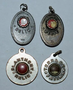 153q. RELIGIOUS MEDALS; ST ANTHONY x3 + TERRA DE FATIMA - ALL HAVE RELICS ON REV - Picture 1 of 2