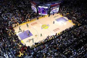 Los Angeles Lakers Stadium City Sports Painting Art Wall - POSTER - Picture 1 of 3