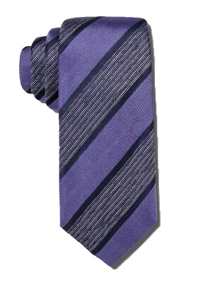 Corbata Alfani Para Hombres Sullivan Brillante Púrpura/Negro Rayas Seda 2.75" Delgada Autoatada Foto 1 de 2