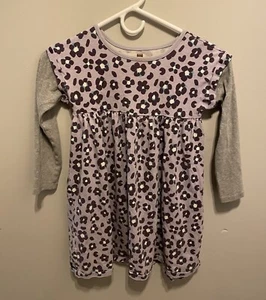 Tea Collection Purple And Gray Flower Dress Youth Size 8 Cotton - Picture 1 of 4