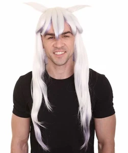 Peluca Recta Blanca Púrpura con Orejas Cosplay Inuyasha Fiesta Disfraz HM-1086 - Imagen 1 de 9