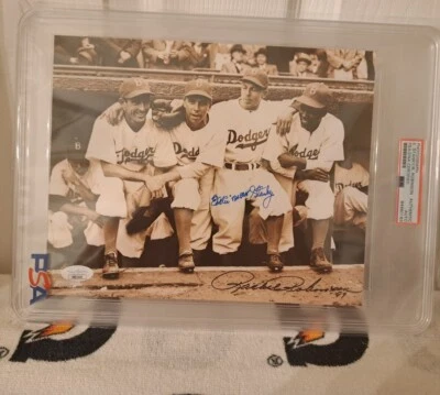 RACHEL ROBINSON AND EDDIE STANKY SIGNED 8X10 Photo JACKIE JSA & PSA DNA SLABBED - Image 1 of 4