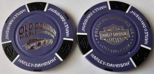 OLD DOMINION HARLEY-DAVIDSON Fredericksburg VA Purple/Black Signature Poker Chip - Picture 1 of 3