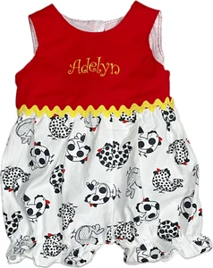 Boutique Bubble Strampler Huhn Print Mädchen Gr. 6 12 Monate bestickt " ADELYN " - Bild 1 von 6
