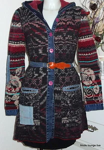 Ivko Anthracite Gray Embroidery Wool Coat Jacket Jeans New Belt - Picture 1 of 7