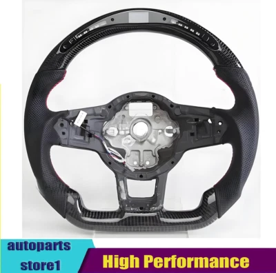 For 2015-2017 Volkswagen MK7 R GTI Golf Carbon Fiber LED Leather Steering Wheel - Image 1 of 4