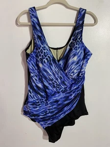 Miraclesuit One Piece Swimsuit 22W? 2-3X Blue Animal Print Beach Slimming Resort - Picture 1 of 10