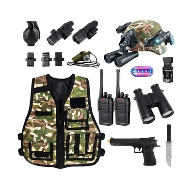 Casco táctico para niños con walkie talkies, chaleco de disfraz del ejército, militar... envío rápido Foto 1 de 4