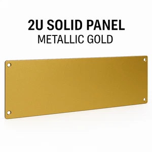 Metallic Gold 2U Rack Panel – 19” Solid Steel Faceplate – Custom Finishes! - Afbeelding 1 van 4