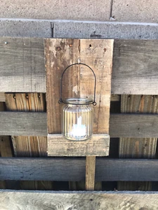 Reclaimed Wood Jar Wall Sconce Rustic Pallet Barn Country Wedding - Picture 1 of 5