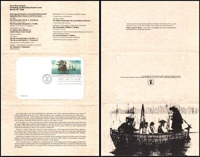 1984 Founding of Maryland 350th year Sc UX101 13c postal card tri-fold folio - Image 1 of 2