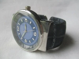 Magna Wristwatch Silver Tone Blue Cuff Band Water Resistant - Picture 1 of 12