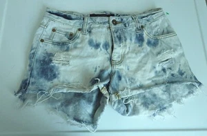 Billabong Damen Junior Größe 25 Denim Jeans Shorts Acid Wash Distressed - Bild 1 von 2