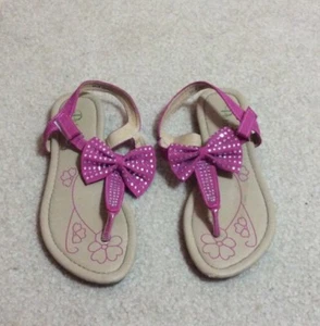 PETALIA PINK GLITTER BOW SANDALS SIZE 3.5M GUC! - Picture 1 of 5