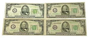 Lot of 4 1934 Series US Federal Reserve $50 Dollar VG-F Grade Paper Notes - Picture 1 of 2