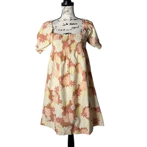 Faherty Damen Ramona Kleid Jicaro Island gesmokt pfirsich creme geblümt Größe S NEU - Bild 1 von 7