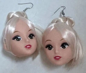 Barbie Doll Head Drop Dangle Earrings - Picture 1 of 6