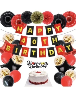 40. Geburtstag Deko Set Prost auf 40 Jahre Geburtstag Banner 40. schwarz D1 - Bild 1 von 6
