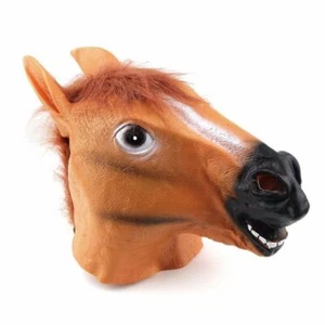 Horse Head Mask - Costume Fancy Dress Horses Dress Up Party Stable Pony Brown - Picture 1 of 7