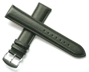 WEICHES LAMM GEPOLSTERTES LEDER UHRENARMBAND SCHWARZ 12 MM-22 MM ROCHET ZRC FRANKREICH KOSTENLOSER VERSAND - Bild 1 von 9