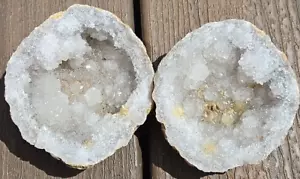 Keokuke Geode Opened Sparkly Quartz And Calcite Crystal Pair - Picture 1 of 6