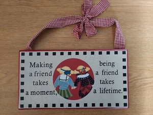Country Kids Friends Wall Plaque Moment Takes a Lifetime 11x6 Farmhouse Decor - Picture 1 of 3