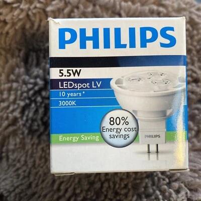Philips Led 5.5w 460 Lumen 25.000h 36'. 3000k Dimmable Spot Light Bulb GU5.3 - Image 1 of 4