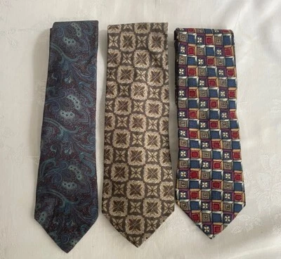 Lote de 3 corbatas de seda para hombre Strathmore Geoffrey Beene Damon Foto 1 de 4