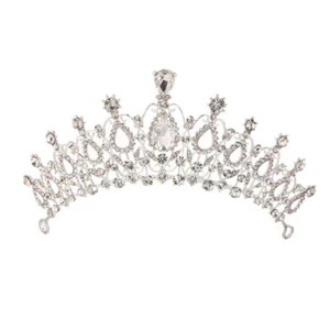 Bridal Wedding Crystal Flower Tiara Crown Pearl Rhinestone Hair Headband Ti MB - Imagen 1 de 6