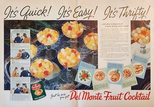 Cóctel de frutas Del Monte 1940 vintage anuncio es rápido es fácil su ahorro - Imagen 1 de 1