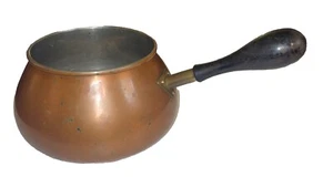 Vintage COPRAL Portugal Copper Saucepan 6.5” Rare Wooden Handle Rustic Cookware - Picture 1 of 11